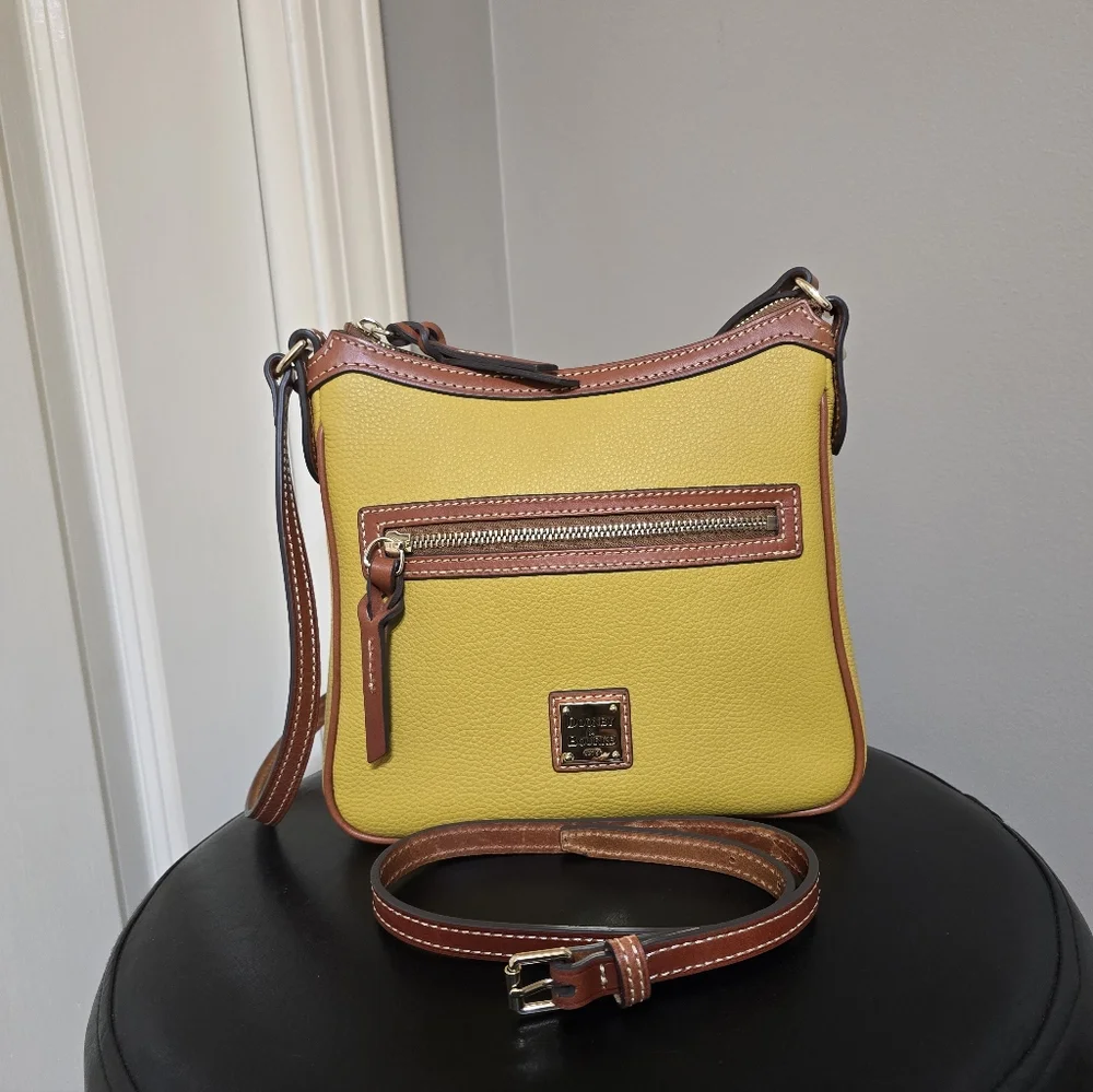 New Dooney Pebble Leather Pocket Crossbody - Color: Mustard - Picture 1 of 12